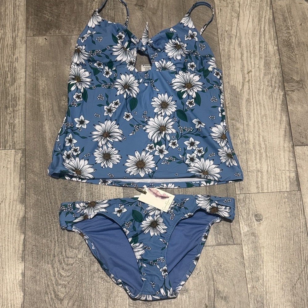 Jessica Simpson Blue Floral Swimsuit